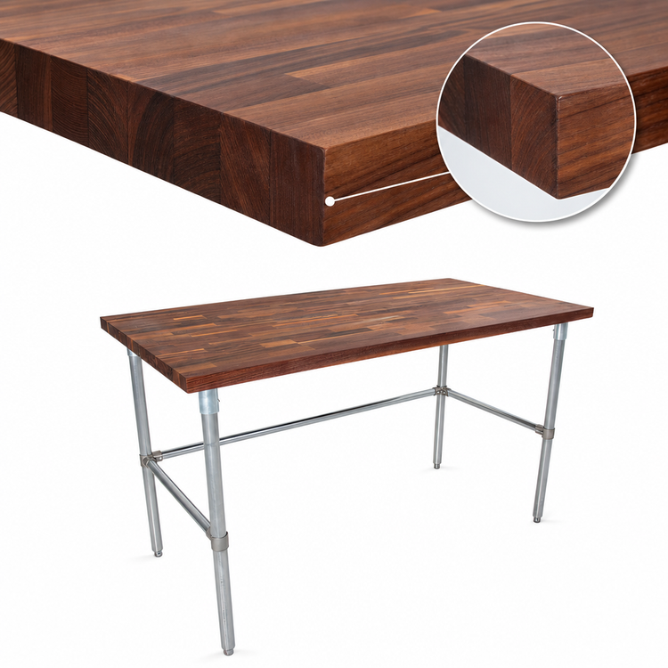 Product image #3 for John Boos 60 x 30-Inch American Black Walnut Wood Top Work Table with Galvanized Legs
