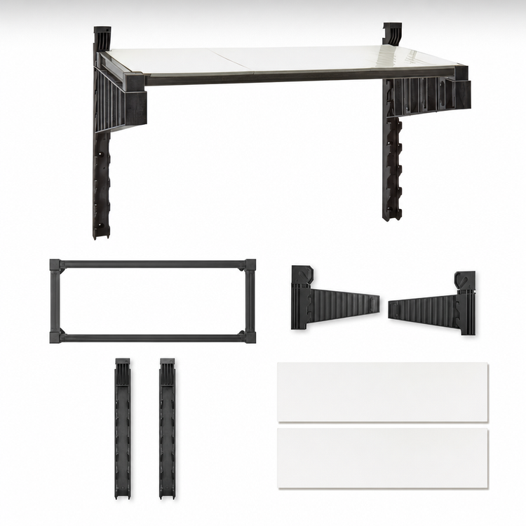 Product image #3 for Cambro Camshelving Elevation Series 21 x 48 Inch Wall-Mounted Solid Shelf Kit with CamGuard Antimicrobial Protection, Brushed Graphite