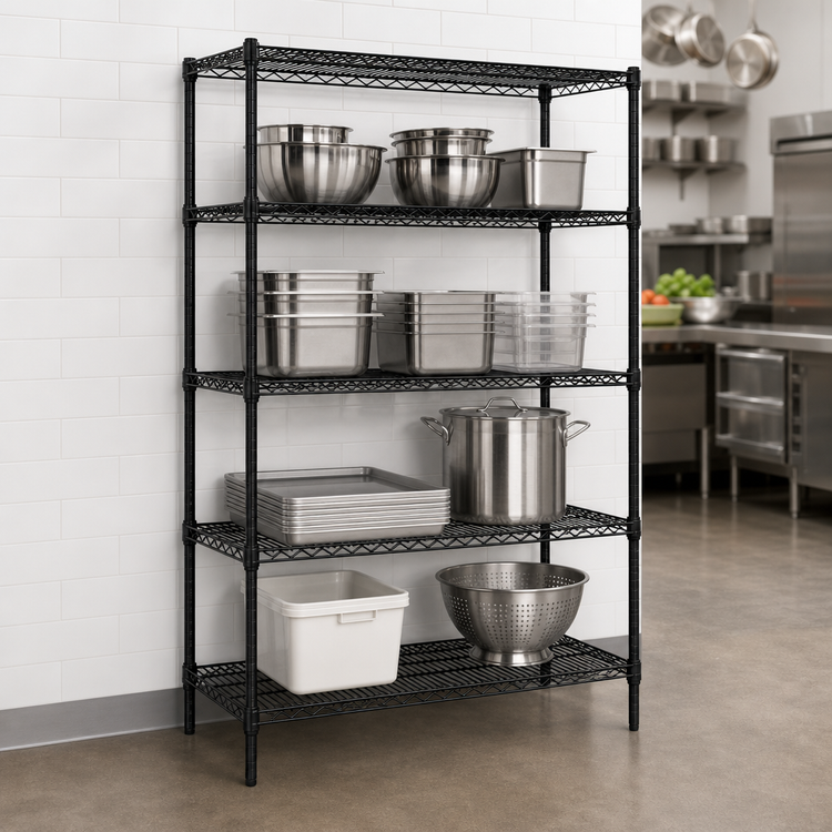 Product image #3 for Add-A-Shelf 4-Tier Wire Shelving Starter Unit, 36" W x 21" D x 63" H, Black Epoxy