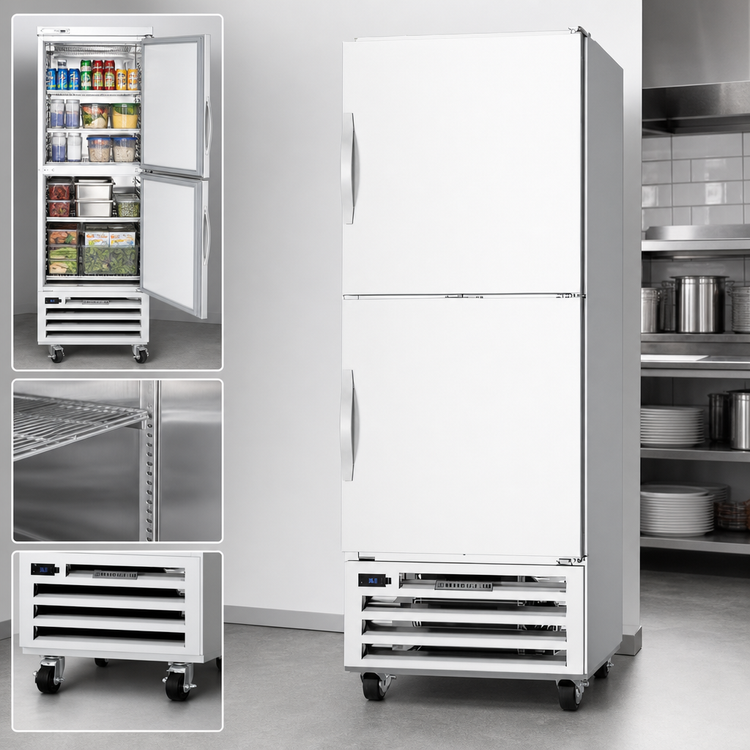 Product image #3 for Beverage-Air One-Section Reach-In Refrigerator with Solid Half Doors, Bottom-Mounted Self-Contained, 16.85 Cu. Ft.