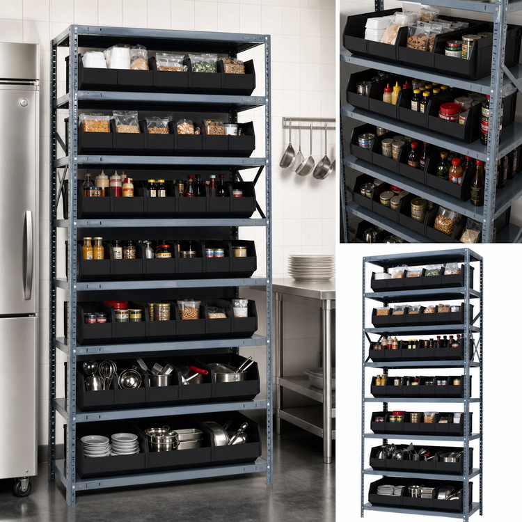 Product image #3 for Quantum Heavy-Duty Stationary Wire Shelving Unit with 8 Shelves and 35 Bins, 36 x 18 x 75 Inches