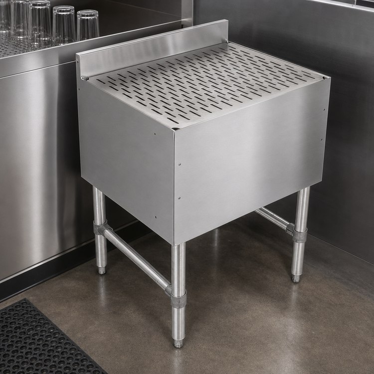 Product image #3 for Slim-Line Freestanding Underbar Drainboard with Top Drain and Removable Perforated Insert, 24 Inch W x 18 Inch D x 32-1/2 Inch H