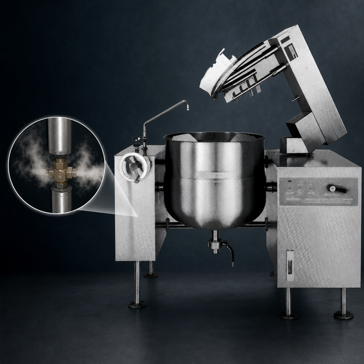 Product image #3 for Crown DLTM-80 80 Gallon Direct Steam 2/3 Jacketed Tilting Mixer Kettle