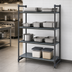 Thumbnail image #3 for Cambro Camshelving Basics Plus 4-Tier Stationary Starter Polymer Shelving Unit, 24 x 60 x 84 Inches, 3 Vented + 1 Solid, Brushed Graphite