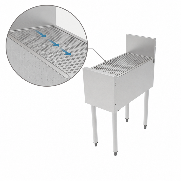 Product image #4 for Top Shelf TSF Series 17-Inch x 24-Inch Stainless Steel Underbar Drainboard with 6-Inch Backsplash
