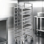 Thumbnail image #3 for Channel Manufacturing 447S3 Stainless Steel Cafeteria Tray Rack, Single Section, End Load, 10-Tray Capacity, 15 x 20 Trays, on Casters