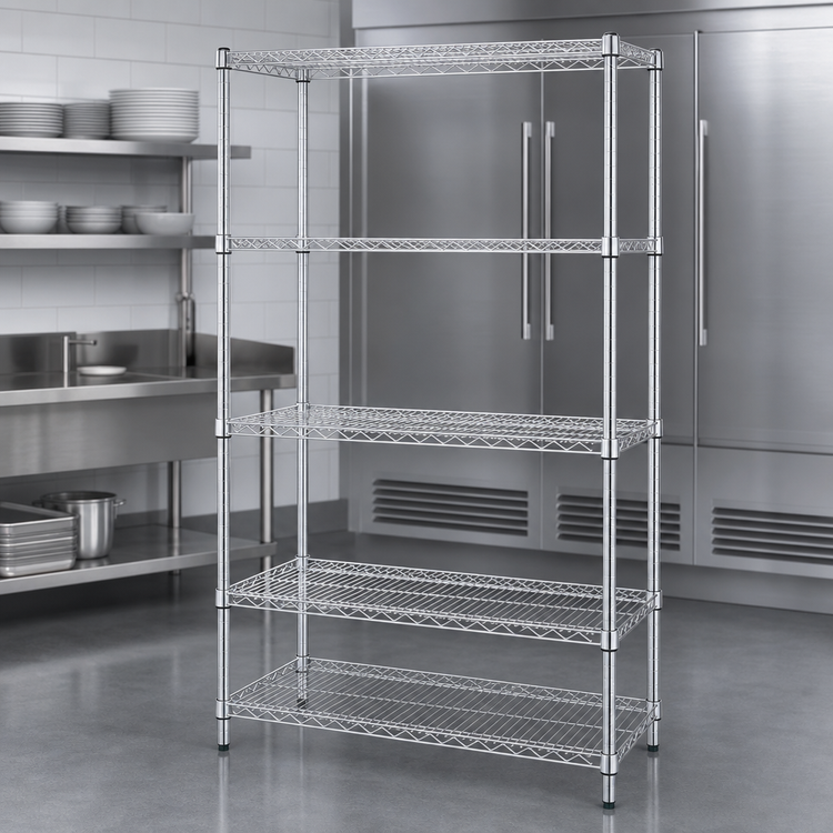 Product image #3 for Quantum 48-Inch x 30-Inch x 74-Inch Stationary 5-Shelf 304 Stainless Steel Wire Shelving Starter Kit