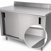 Thumbnail image #3 for Advance Tabco Special Value Economy Enclosed Work Table with Cabinet Base, 96 x 24 Inch, 16 Gauge 304 Stainless Steel Top, 5 Inch Backsplash