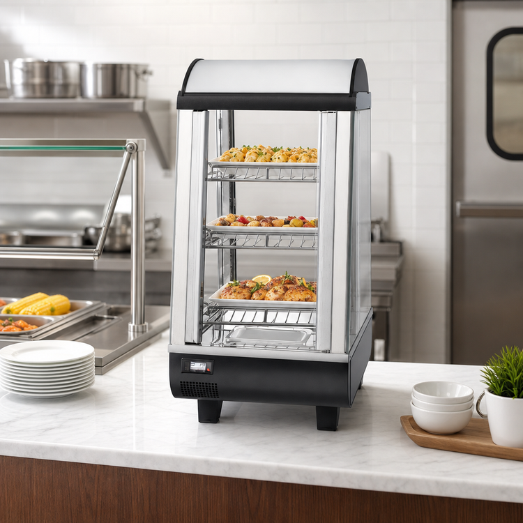 Product image #4 for Migali Competitor Series Countertop Heated Food Display Case, 13.4-Inch Wide, Full Service, Straight Glass Front