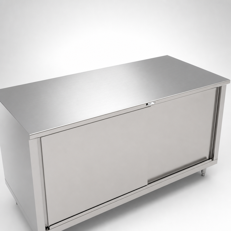 Product image #3 for John Boos 84-Inch Wide x 30-Inch Deep Stainless Steel Enclosed Work Table with Sliding Doors