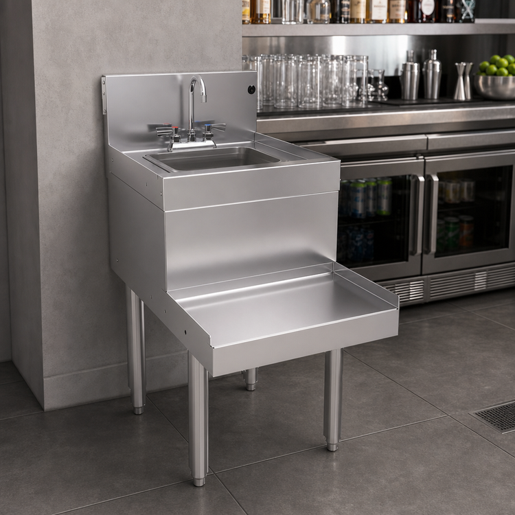 Product image #3 for Glastender Freestanding Stainless Steel Underbar Blender Station with Dump Sink, 18-Inch Wide