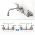 Thumbnail image #3 for T&S Brass Double-Handle Wall-Mount Pantry Faucet, 8-Inch Centers, 12-Inch Swing Nozzle, 1.0 GPM