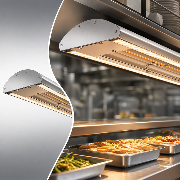 Product image #3 for Hatco Glo-Ray Curved Lighted Infrared Strip Heater, 36 Inch Wide, 584 Watt, Aluminum Finish