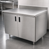 Thumbnail image #3 for Advance Tabco Special Value Economy Enclosed Work Table with Sliding Door Cabinet Base, 120 x 30 Inch, 16 Gauge 304 Stainless Steel Top, 5 Inch Backsplash