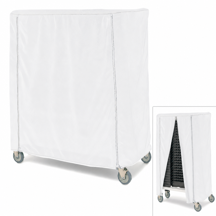 Product image #3 for Metro 48 x 21 x 62 Inch Banquet Cart Cover, Uncoated Knitted Polyester, White
