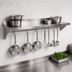 Thumbnail image #3 for John Boos Stallion Wall-Mount Stainless Steel Pot Rack Shelf with 8 Hooks, 96 Inch x 18 Inch