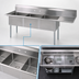 Thumbnail image #3 for BK Resources Three Compartment Stainless Steel Sink with Right Drainboard and 16 x 20 x 12 Inch Compartments