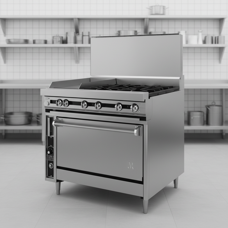 Product image #2 for Titan JTRH-24IP-1ST 36" Heavy Duty Gas Range with 24" Plancha and Split Top
