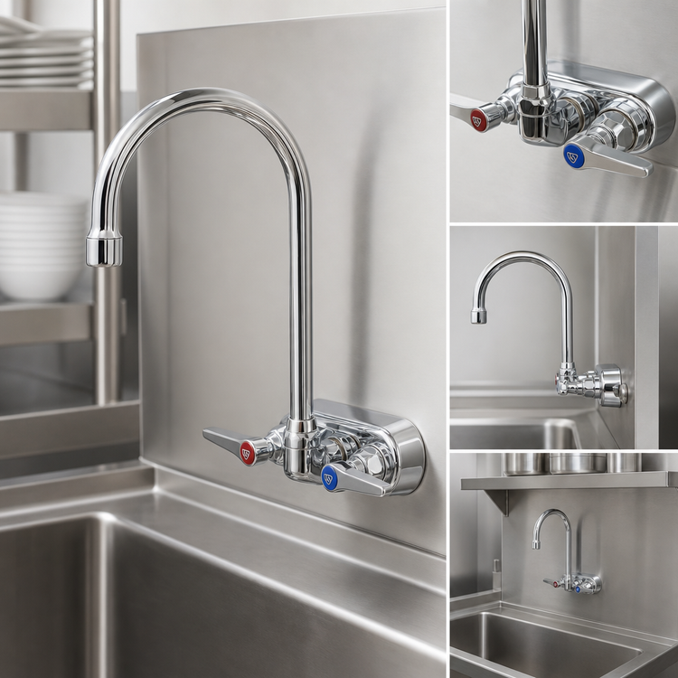 Product image #3 for T&S Brass Wall-Mount Workboard Faucet with 4-Inch Centers and 5-3/4-Inch Swivel Gooseneck, 1.5 GPM