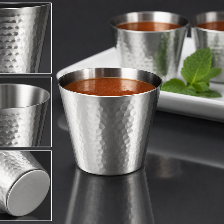 Product image #3 for American Metalcraft Hammered Stainless Steel Sauce Cup, 2.5 oz