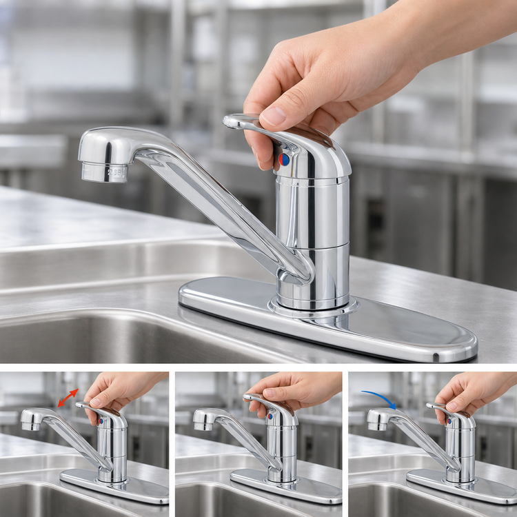 Product image #3 for T&S Brass B-2731-WS Low-Lead Single-Lever Deck-Mount Commercial Faucet with 9-Inch Swivel Spout