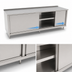 Thumbnail image #3 for John Boos Enclosed Work Table with Sliding Doors, 96 x 24 in, 14-Gauge 300 Series Stainless Steel Top, 1-1/2 in Rear Riser