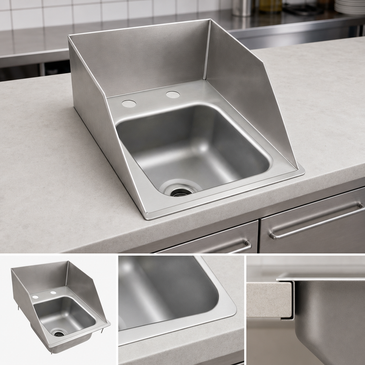 Product image #3 for John Boos Pro-Bowl Single-Compartment Stainless Steel Drop-In Sink with Left and Right Side Splashes
