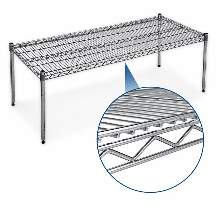Product image #3 for Eagle Group 36 x 24 Inch Chrome Wire Dunnage Rack Platform with 14 Inch Posts, 600 lb Capacity