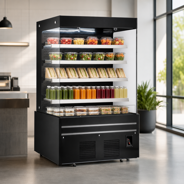 Product image #3 for 72-Inch Black Open-Front Grab-and-Go Refrigerated Showcase, 40.96 Cu. Ft.