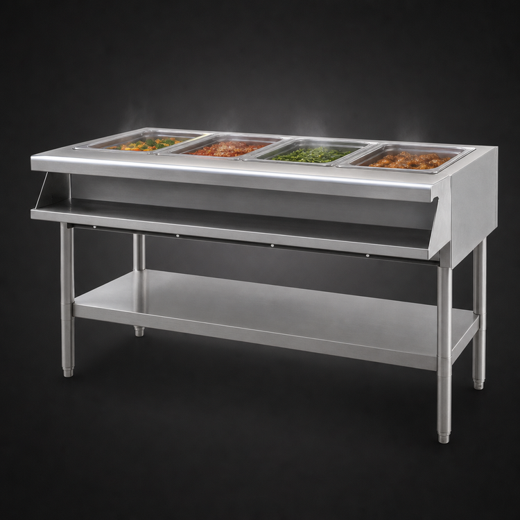 Product image #3 for Eagle Group Sealed Well Electric Hot Food Table with 4 Wells, Open Shelf Base, 120V