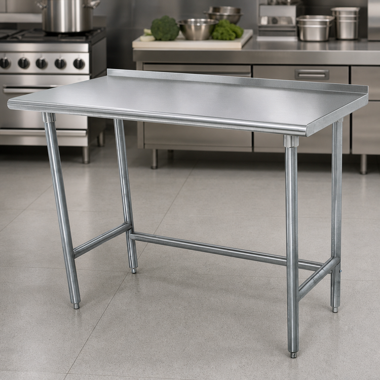 Product image #3 for Advance Tabco Special Value Series 72" x 30" Open Base Stainless Steel Work Table with 1-1/2" Rear Backsplash