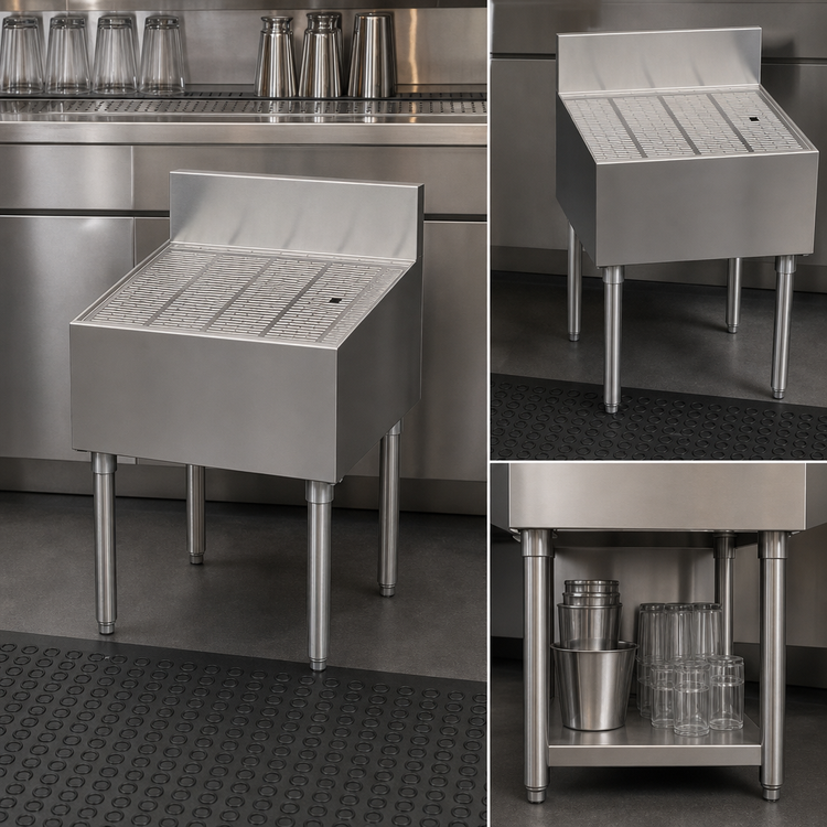 Product image #3 for Krowne Royal Series Free-Standing Underbar Drainboard, 24 x 24 Inch, Stainless Steel, Open Base