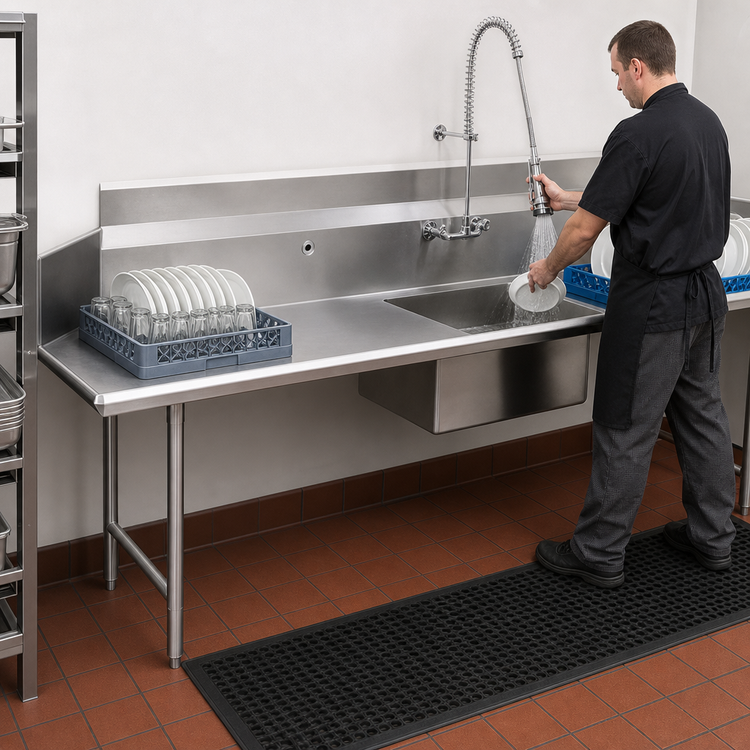 Product image #3 for John Boos Pro-Bowl Straight Soiled Dishtable with 20" x 20" Pre-Rinse Sink Bowl, 120" Long, Right-to-Left