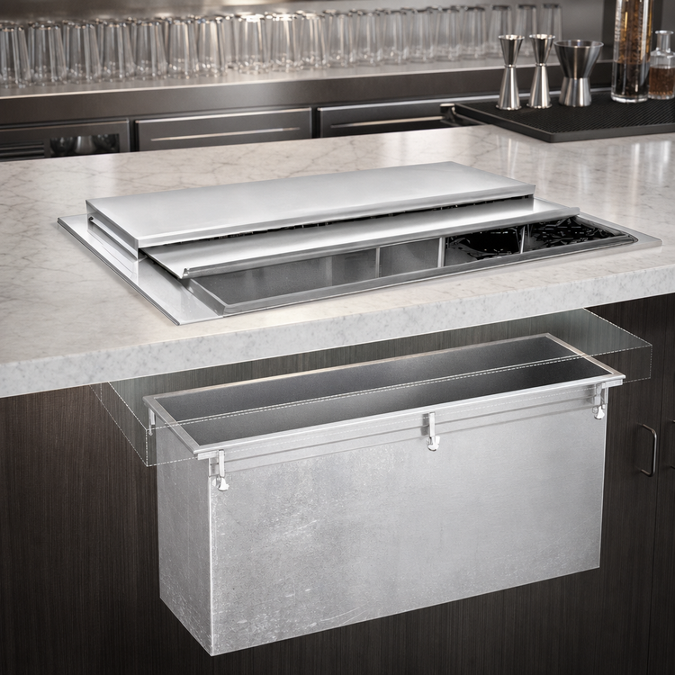 Product image #3 for Glastender 32-Inch Drop-In Ice Bin with Sliding Cover, 89 lb Capacity