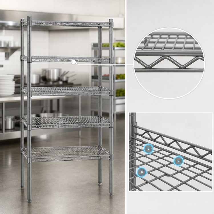 Product image #3 for Eagle Valu-Master 5-Tier Wire Shelving Starter Unit, 24 x 21 x 74 Inches, Pewter Gray Epoxy
