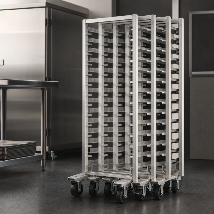 Product image #3 for Channel Manufacturing Lo Profile Nesting Aluminum End-Load Bun Pan Rack for 18 x 26 Inch Pans, 20-Pan Capacity