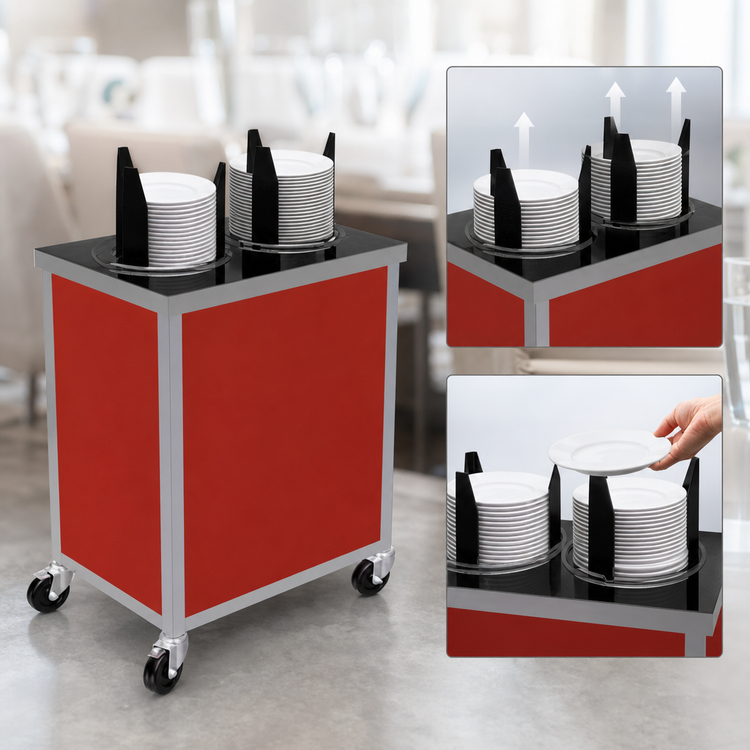 Product image #3 for Mobile Unheated Dual-Tube Plate Dispenser for Up to 9-1/8-Inch Dishes