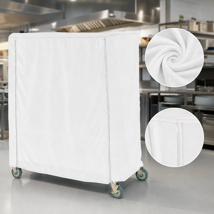 Product image #3 for Metro Queen Mary & Banquet Cart Cover, 72 x 24 x 74 Inch, White Knitted Polyester, Velcro Fastener