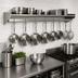 Thumbnail image #3 for Eagle Group 120-Inch x 12-Inch Wall-Mounted Stainless Steel Pot Rack Shelf with 10 Hooks