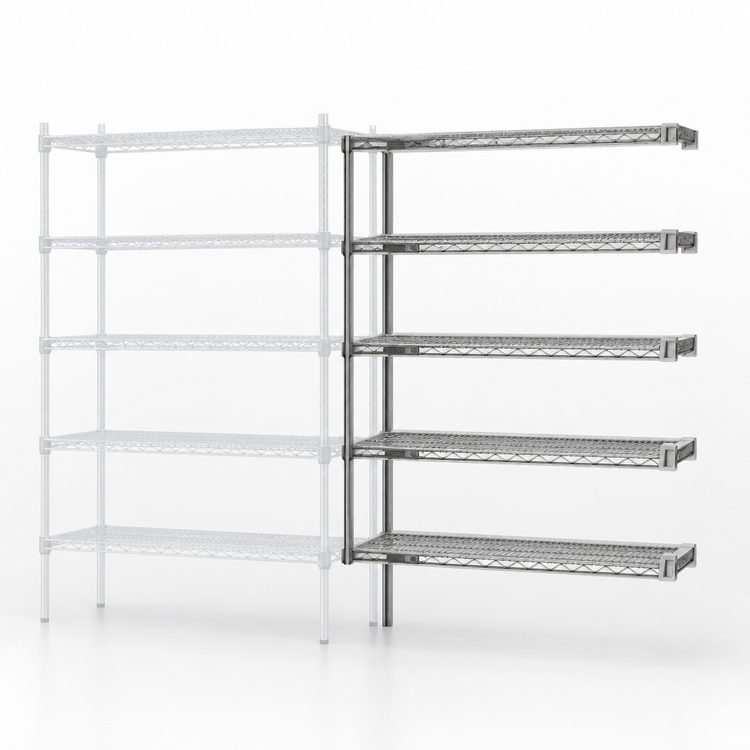 Product image #3 for EagleGard Add-On 5-Tier Wire Shelving Unit, 30"W x 24"D x 86"H — EAGLEgard Hybrid Epoxy with MICROGARD