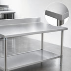 Thumbnail image #3 for Eagle Group Spec-Master T2430SE-BS 30 x 24 Inch 14-Gauge Stainless Steel Work Table with 4.5-Inch Backsplash and Adjustable Undershelf