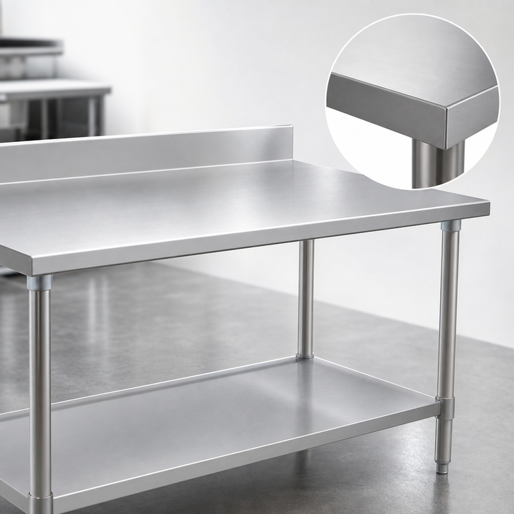 Product image #3 for Eagle Spec-Master 30" x 24" 14-Gauge Stainless Steel Work Table with 4-1/2" Backsplash and Adjustable Undershelf