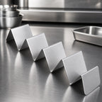 Thumbnail image #3 for American Metalcraft HTSH5 Half-Size Brushed Stainless Steel Taco Holder, 4 or 5 Compartments Case of 36