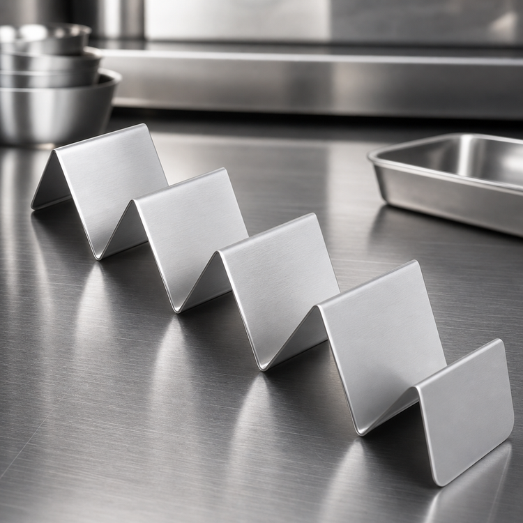 Product image #3 for American Metalcraft Half-Size Brushed Stainless Steel Taco Holder, 4 or 5 Compartments