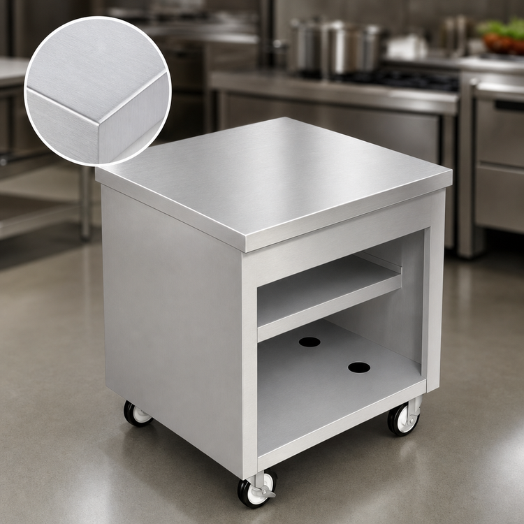 Product image #3 for Thurmaduke Solid Top Mobile Utility Counter with Undershelves and Casters, 32 x 32 x 36 Inches, Stainless Steel