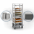 Thumbnail image #3 for Dinex DXPRIU6912 Full-Height Mobile Aluminum Roll-In Pan Rack, Open-Sided, Universal Removable Guides, 24 12 x 20 or 12 18 x 26 Pans