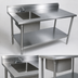 Thumbnail image #3 for John Boos Stainless Steel Prep Table with Left Sink Bowl and 5-Inch Backsplash, 48 x 30 Inches