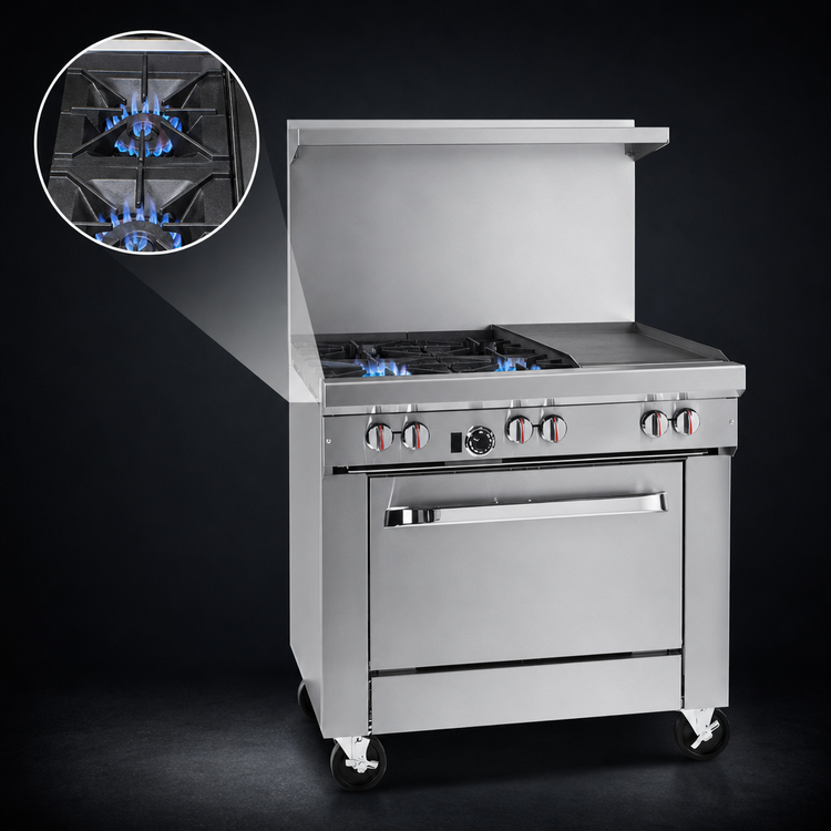 Product image #3 for Southbend S-Series 36-Inch Gas Restaurant Range with 2 Open Burners, 24-Inch Griddle and Convection Oven