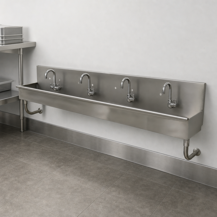 Product image #3 for Advance Tabco 19-18-80 4-Station Wall-Mounted Stainless Steel Hand Wash Sink, 80 Inch