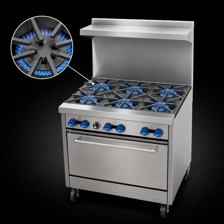 Product image #3 for Comstock-Castle F330 36-Inch Commercial Gas Range with 6 Open Burners and Standard Oven